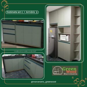 Cozinha planejada verde fosco moderno e elegante