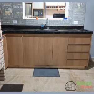 Gabinete Gourmet em L MDF Amadeirado